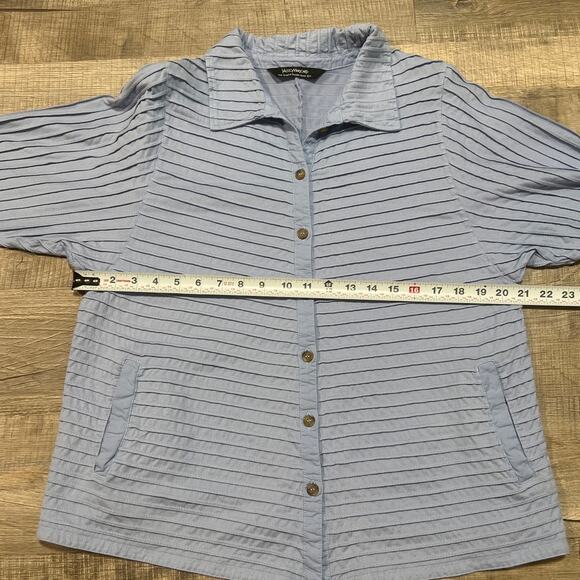 Yacco Maricard Size 2 Large Fitted Textured Cotton Diagonal Pintuck Pleated Top - Picture 7 of 7